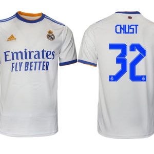 Real Madrid Heimtrikot 2022 weiß blau mit Aufdruck Chust 32