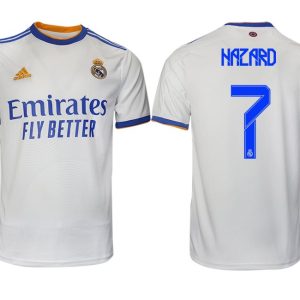 Real Madrid Heimtrikot 2022 weiß blau mit Aufdruck Hazard 7