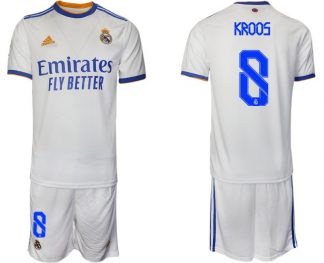 Real Madrid Heimtrikot 2022 weiß blau mit Aufdruck Kroos 8-1