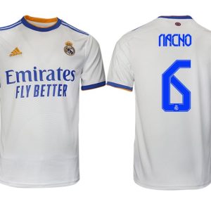 Real Madrid Heimtrikot 2022 weiß blau mit Aufdruck Nacho 6