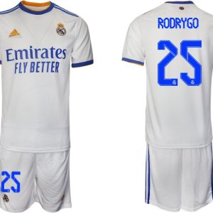 Real Madrid Heimtrikot 2022 weiß blau mit Aufdruck Rodrygo 25-1