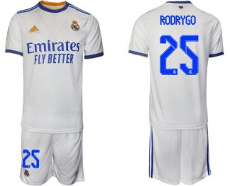 Real Madrid Heimtrikot 2022 weiß blau mit Aufdruck Rodrygo 25-1