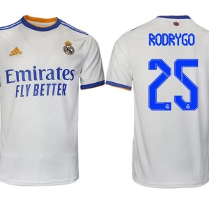 Real Madrid Heimtrikot 2022 weiß blau mit Aufdruck Rodrygo 25