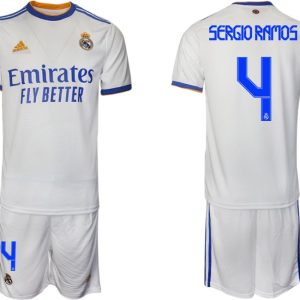 Real Madrid Heimtrikot 2022 weiß blau mit Aufdruck Sergio Ramos 4-1