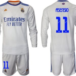 Real Madrid Heimtrikot 2022 weiß Langarm Trikotsatz mit Aufdruck Asensio 11