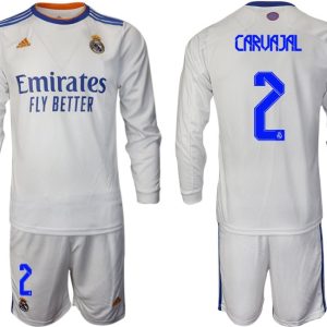 Real Madrid Heimtrikot 2022 weiß Langarm Trikotsatz mit Aufdruck Carvajal 2