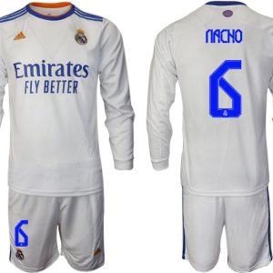 Real Madrid Heimtrikot 2022 weiß Langarm Trikotsatz mit Aufdruck Nacho 6