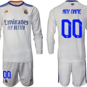 Real Madrid Herren Heimtrikot 2022 weiß Langarm Trikotsatz-1