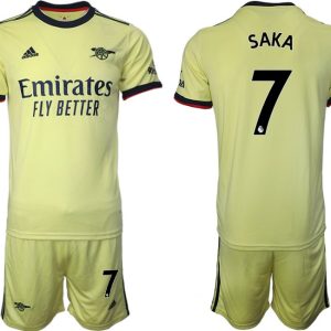 SAKA 7# Trikotsatz FC Arsenal Gelbe Trikots Auswärts 2022 + Kurze Hosen