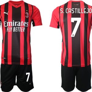 Samu Castillejo #7 AC Milan 21-22 Herren Heimtrikot Trikotsatz Kurzarm + Kurze Hosen