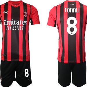 Sandro Tonali #8 AC Mailand Herren Heimtrikot Trikotsatz Kurzarm (+ Kurze Hosen)