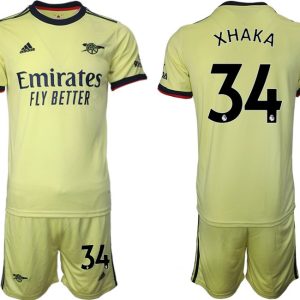 XHAKA 34# Gelbe FC Arsenal Trikots Auswärts 2022 + Kurze Hosen