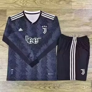 Juventus Turin Herren Auswärtstrikot 2022/23 schwarz/weiß mit Aufdruck Buffon 77