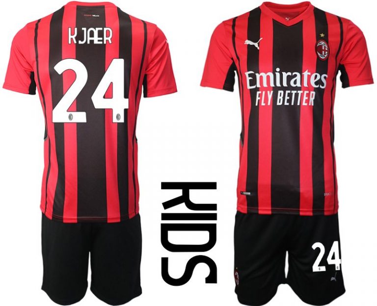 AC Milan Simon Kjaer #24 Heim Trikotsatz für Kinder (+ Kurze Hosen)