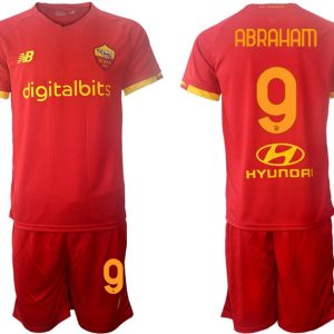 AS Roma 2022 Heimtrikot rot Trikotsatz Kurzarm + Kurze Hosen ABRAHAM 9