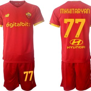 AS Roma 2022 Heimtrikot rot Trikotsatz Kurzarm + Kurze Hosen MKHITARYAN 77