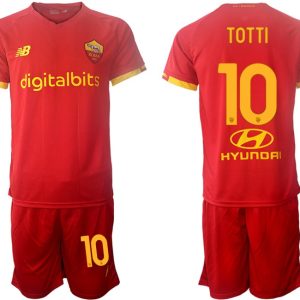 AS Roma 2022 Heimtrikot rot Trikotsatz Kurzarm + Kurze Hosen TOTTI 10