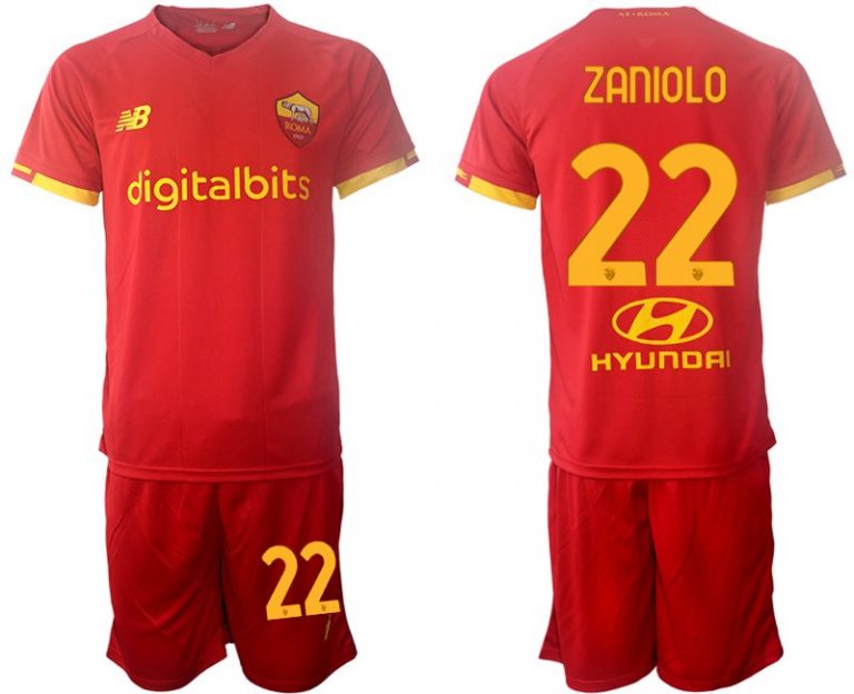 AS Roma 2022 Heimtrikot rot Trikotsatz Kurzarm + Kurze Hosen ZANIOLO 22
