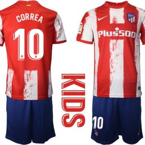 Atlético de Madrid Heimtrikot in rot 2021/2022 für Kinder mit Aufdruck CORREA 10