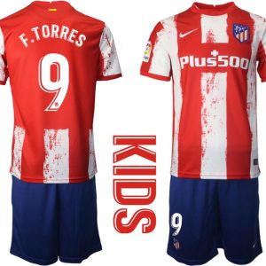 Atlético de Madrid Heimtrikot in rot 2021/2022 für Kinder mit Aufdruck F.Torres 9