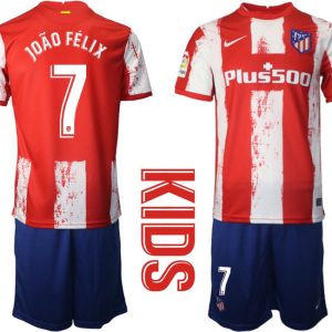 Atlético de Madrid Heimtrikot in rot 2021/2022 für Kinder mit Aufdruck João Félix 7