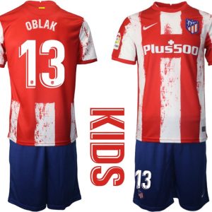 Atlético de Madrid Heimtrikot in rot 2021/2022 für Kinder mit Aufdruck OBLAK 13