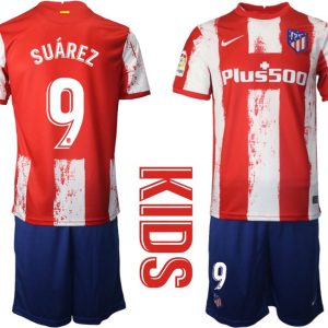 Atlético de Madrid Heimtrikot in rot 2021/2022 für Kinder mit Aufdruck Suárez 9