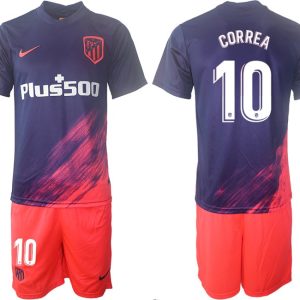 Atlético Madrid 2021/22 Stadium Away Trikotsatz Kurzarm + Kurze Hosen CORREA 10