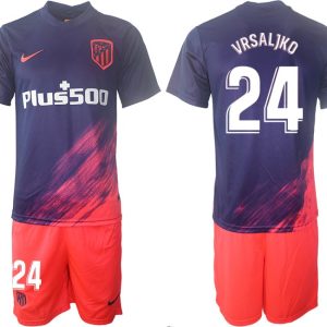 Atlético Madrid Auswärts Trikot 2021/22 dunkelblau/pink mit Aufdruck VRSALJKO 24