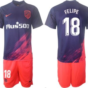 Atlético Madrid Auswärtstrikot 2021/2022 dunkelblau/pink mit Aufdruck Felipe 18