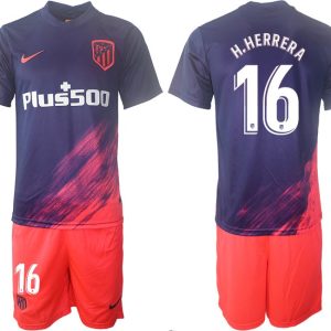 Atlético Madrid Auswärtstrikot 2021/2022 dunkelblau/pink mit Aufdruck H.Herrera 16