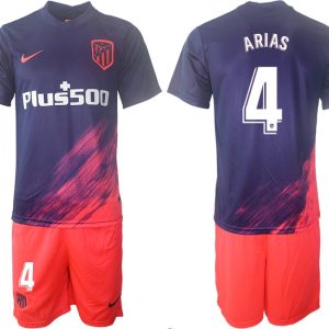 Atlético Madrid Auswärtstrikot 2021/22 dunkelblau/pink Kurzarm + Kurze Hosen ARIAS 4