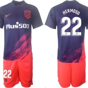 Atlético Madrid Auswärtstrikot 2021/22 dunkelblau/pink mit Aufdruck HERMOSO 22