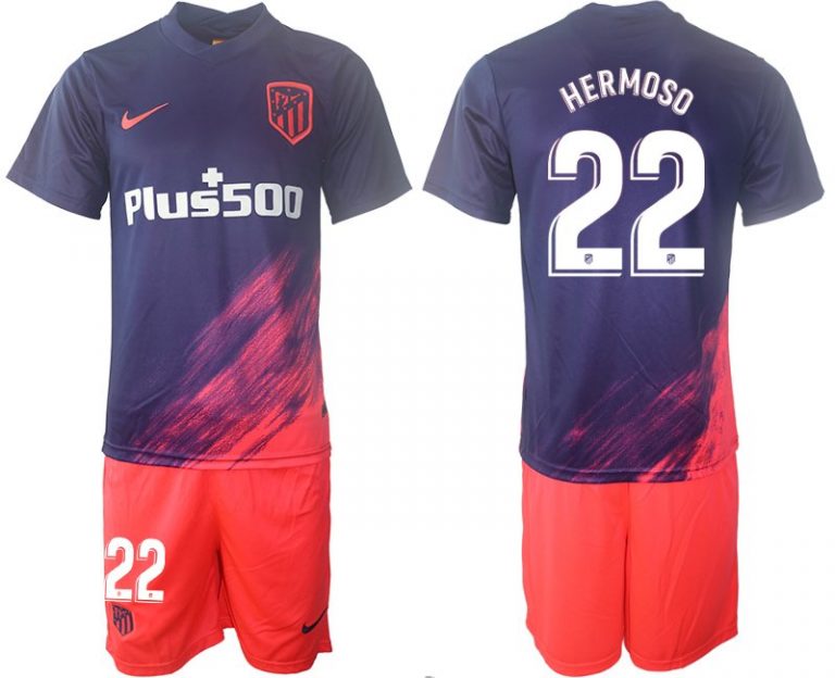 Atlético Madrid Auswärtstrikot 2021/22 dunkelblau/pink mit Aufdruck HERMOSO 22