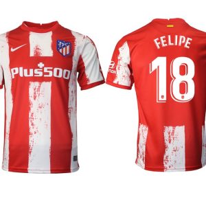 Atlético Madrid Herren Heim Trikot 2021/22 rot/weiß mit Aufdruck Felipe 18