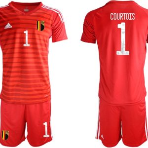 Belgium 2018 FIFA World Cup Goalkeeper Soccer Jersey Red With COURTOIS 1 Printing