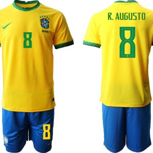 Billige Brasilien Fussball Trikot 2022 Heimtrikot gelb mit Aufdruck R.AUGUSTO 8