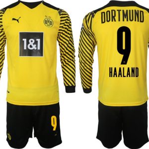 Borussia Dortmund 2022 Heimtrikot gelb-schwarz Langarm + Kurze Hosen Haaland 9