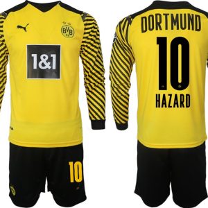 Borussia Dortmund 2022 Heimtrikot gelb-schwarz Langarm + Kurze Hosen Hazard 10