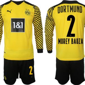 Borussia Dortmund 2022 Heimtrikot gelb-schwarz Langarm + Kurze Hosen Morey Bauza 2