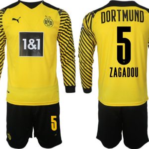 Borussia Dortmund 2022 Heimtrikot gelb-schwarz Langarm + Kurze Hosen Zagadou 5