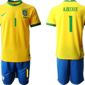 Brasilien Heimtrikot 2022 gelb und grün mit Aufdruck A.Becker 1