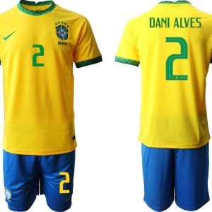 Brasilien Home Stadium Trikot 2022 gelb mit Aufdruck Dani Alves 2