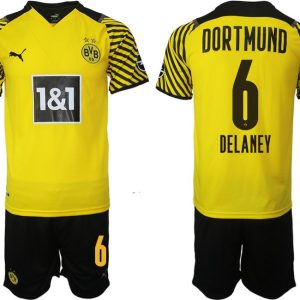 BVB Borussia Dortmund Delaney 6# Heimtrikot Herren 2022 Gelb Schwarz Trikotsatz