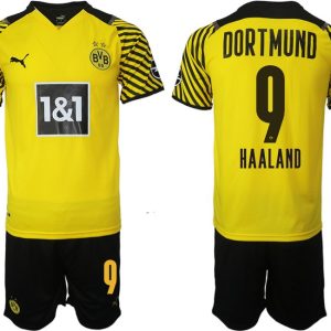 BVB Borussia Dortmund Haaland 9# Heimtrikot Herren 2022 Gelb Schwarz Trikotsatz