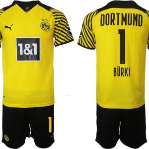 BVB Borussia Dortmund Heimtrikot Bürki 1# Herren 2022 Gelb Schwarz Trikotsatz