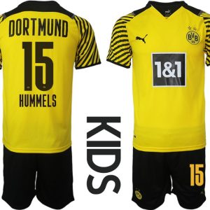 BVB Borussia Dortmund Heimtrikot in gelbe 2022 für Kinder mit Aufdruck Hummels 15