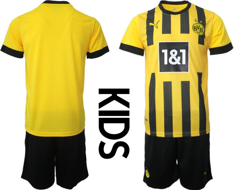 BVB Borussia Dortmund Heimtrikot in gelb 2022 für Kinder mit Aufdruck Haaland 9