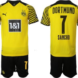 BVB Borussia Dortmund Sancho 7# Heimtrikot Herren 2022 Gelb Schwarz Trikotsatz