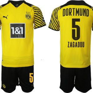 BVB Borussia Dortmund Zagadou 5# Heimtrikot Herren 2022 Gelb Schwarz Trikotsatz